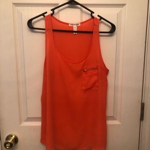 Ambiance Apparel Orange Zipper Blouse